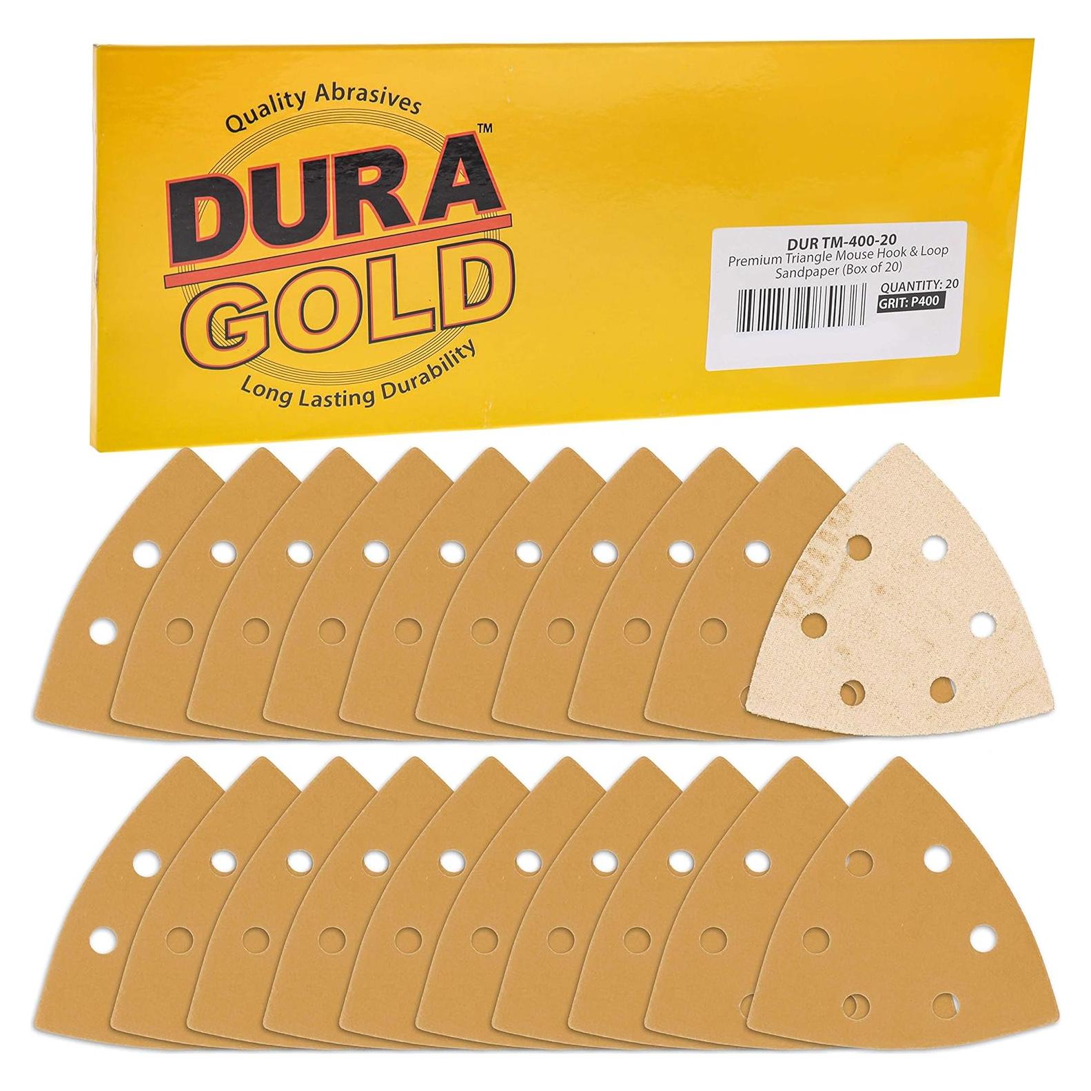 Hojas de Lijado Triangulares Dura-Gold 400 Granos - Caja de 20