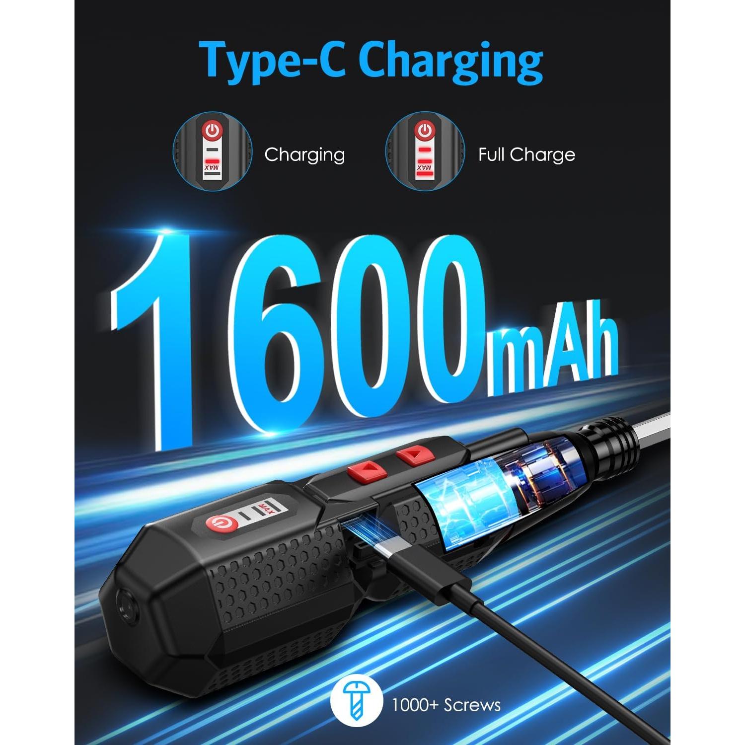 Destornillador Inalámbrico Temracha 4.2V con 13 Puntas y LED