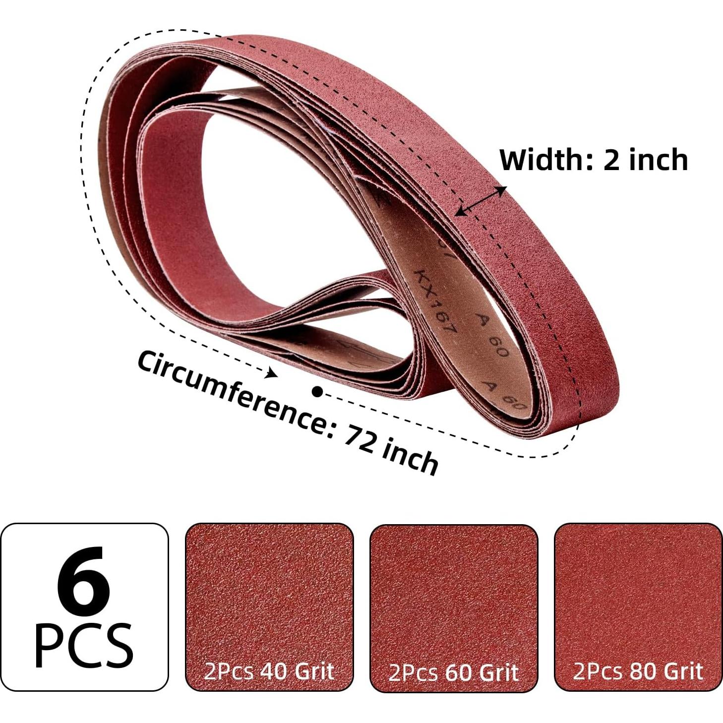 Correas de Lijado 2x72 Taokyid - 6 Piezas Granos 40/60/80