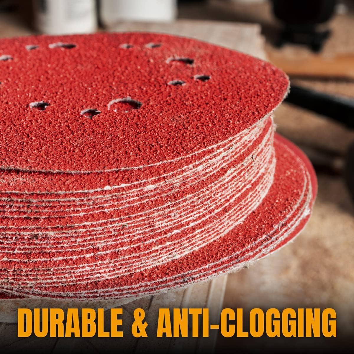 Discos de Lijado 6" POWERTEC 40 Grano 25 Paquete Gancho y Bucle