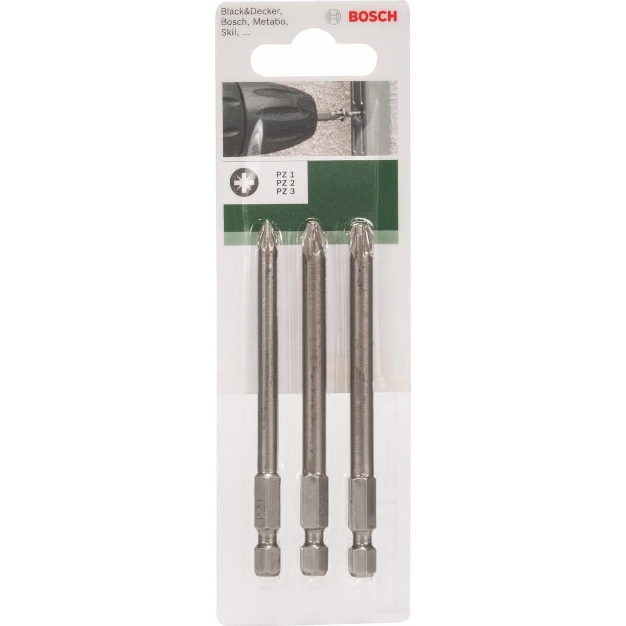 Juego de Puntas de Destornillador Bosch 3 Piezas Titanio 89mm