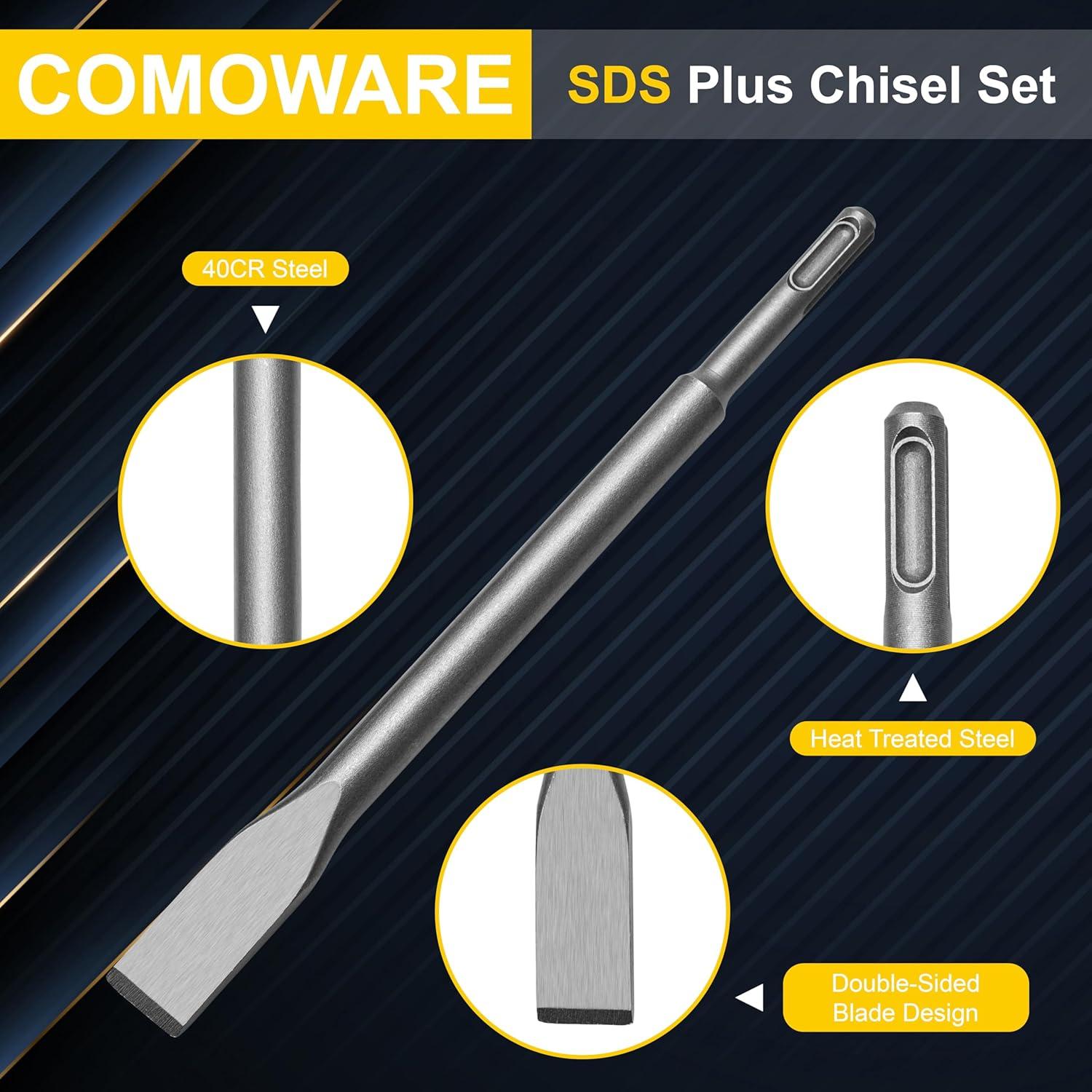 Juego de 6 Cinceles SDS Plus Kirphealy Acero 40CR 24.89 cm