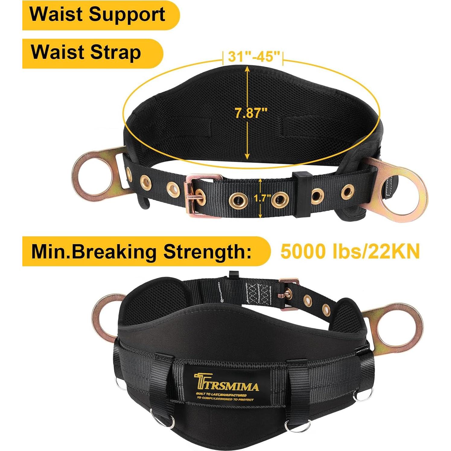 Arnés de Seguridad TRSMIMA Cinturón Escalada Negro Ajustable