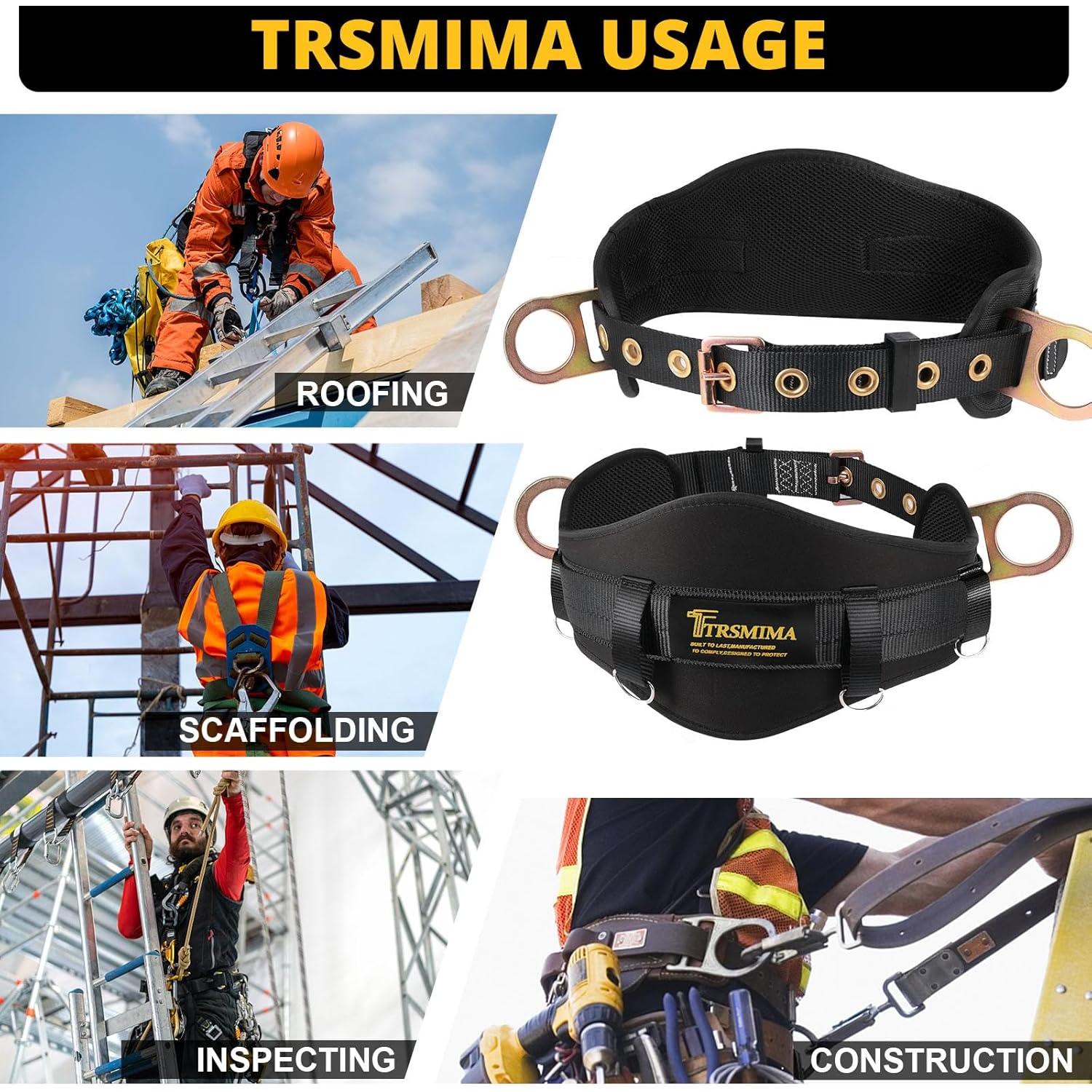 Arnés de Seguridad TRSMIMA Cinturón Escalada Negro Ajustable