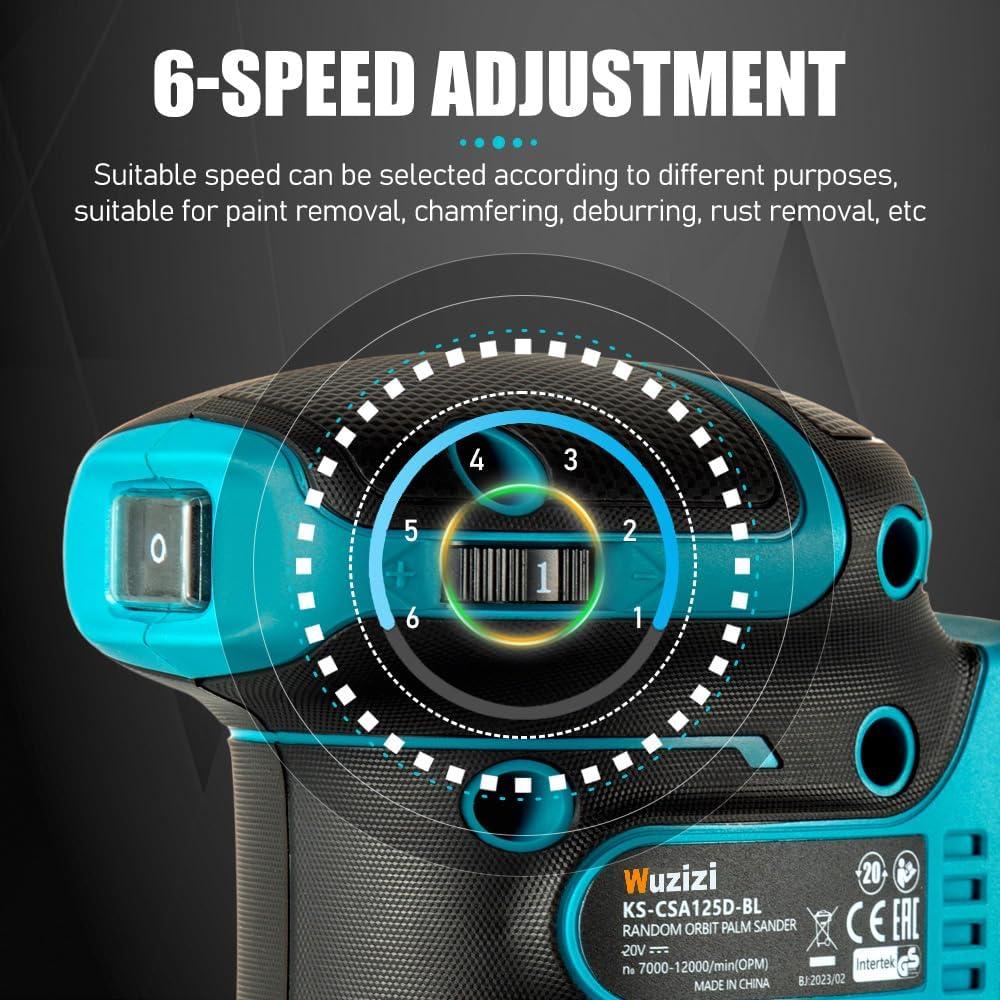 Lijadora Orbital Inalámbrica Wuzizi 5" 12000 OPM Sin Batería