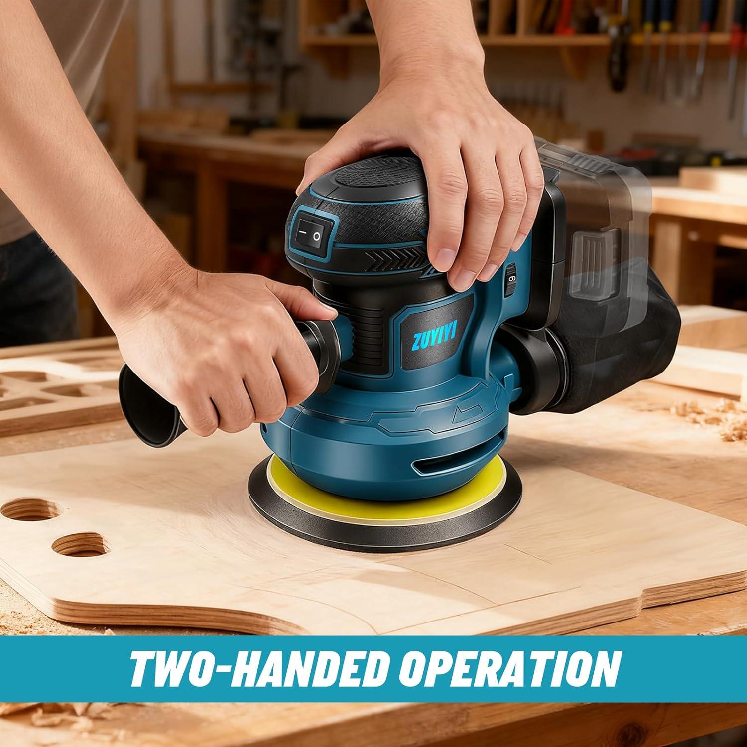 Lijadora Orbital Inalámbrica ZUYIYI 18V con 24 Papeles de Lija