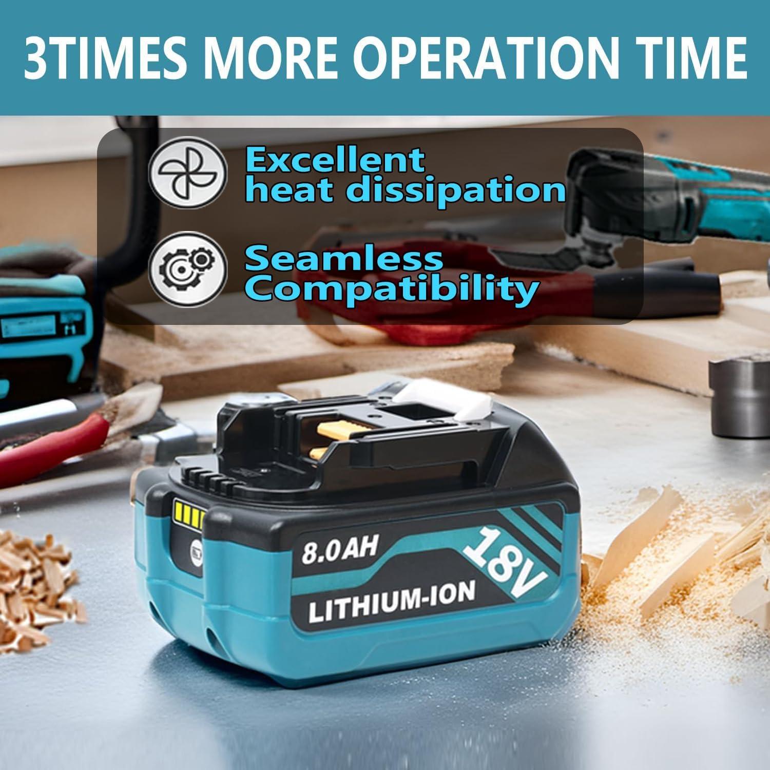 Paquete de 4 Baterías 8000mAh Litio para Makita 18V