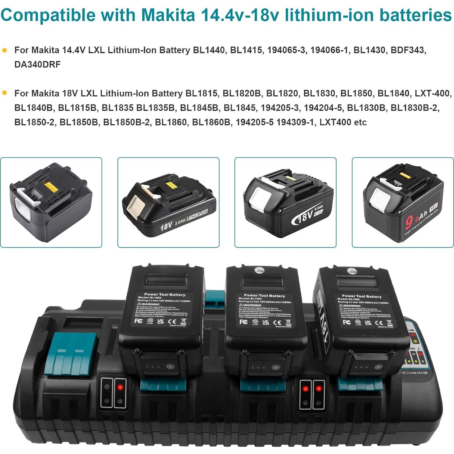Cargador Rápido 4 Puertos 18V DC18SF Compatible Makita