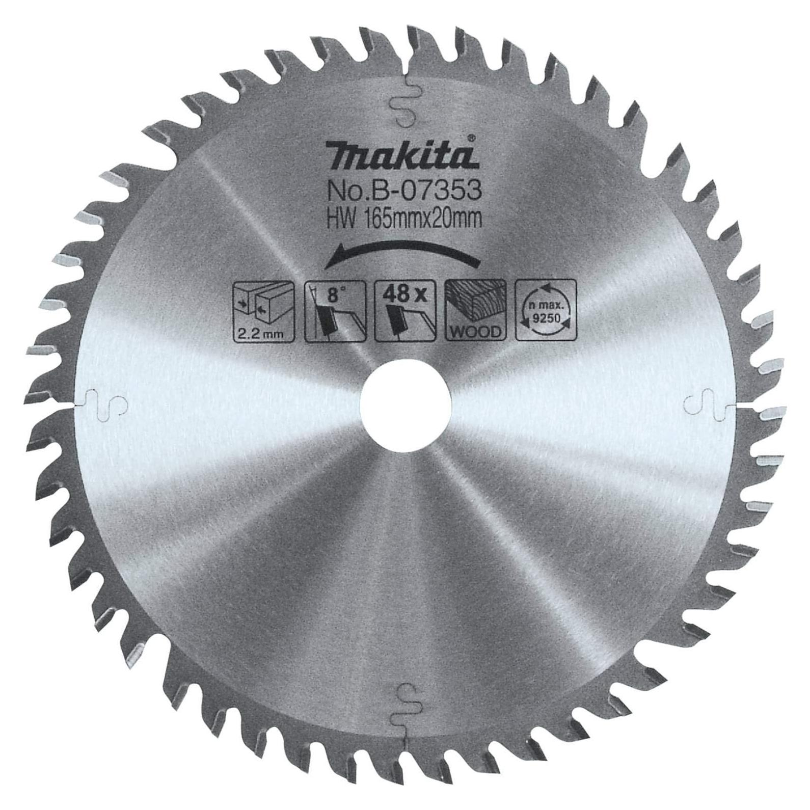 Hoja de Sierra de Carburo Makita B-07353 165mm 48 Dientes