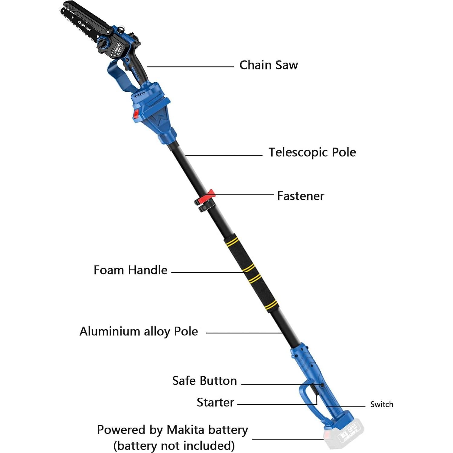 Sierra de Poste Inalámbrica IRONFACE 6" y Mini Motosierra 7 pies
