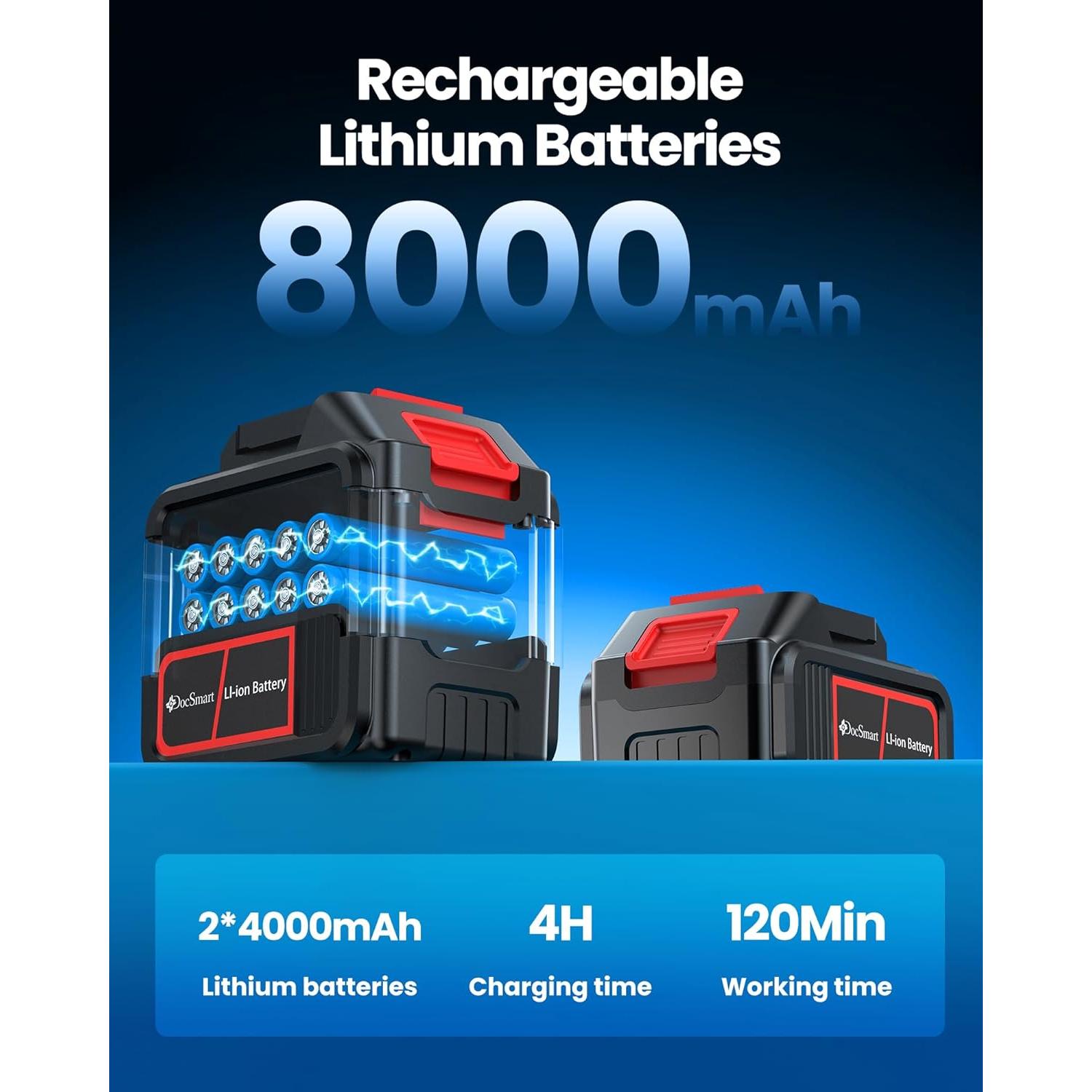 Sierra de Poste Inalámbrica DocSmart 6" con 2 Baterías 4000mAh