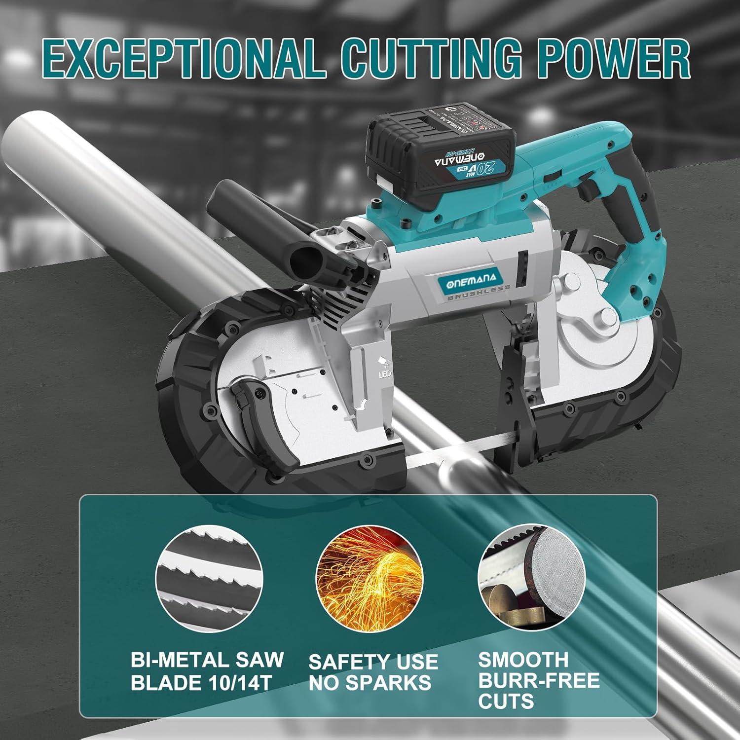 Sierra de Banda Inalámbrica ONEMANA 20V 12.7cm 6 Velocidades