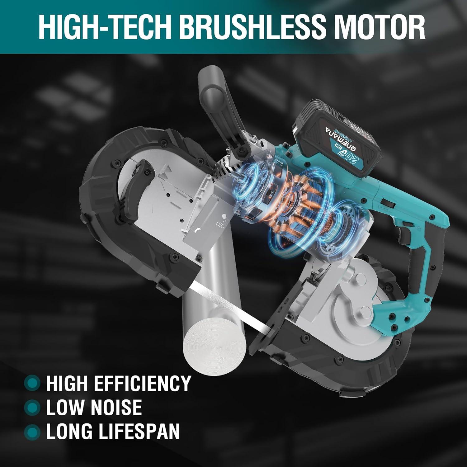 Sierra de Banda Inalámbrica ONEMANA 20V 12.7cm 6 Velocidades
