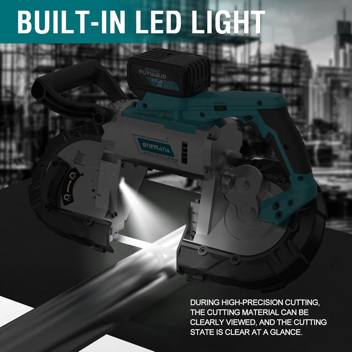 Sierra de Banda Inalámbrica ONEMANA 20V 12.7cm 6 Velocidades