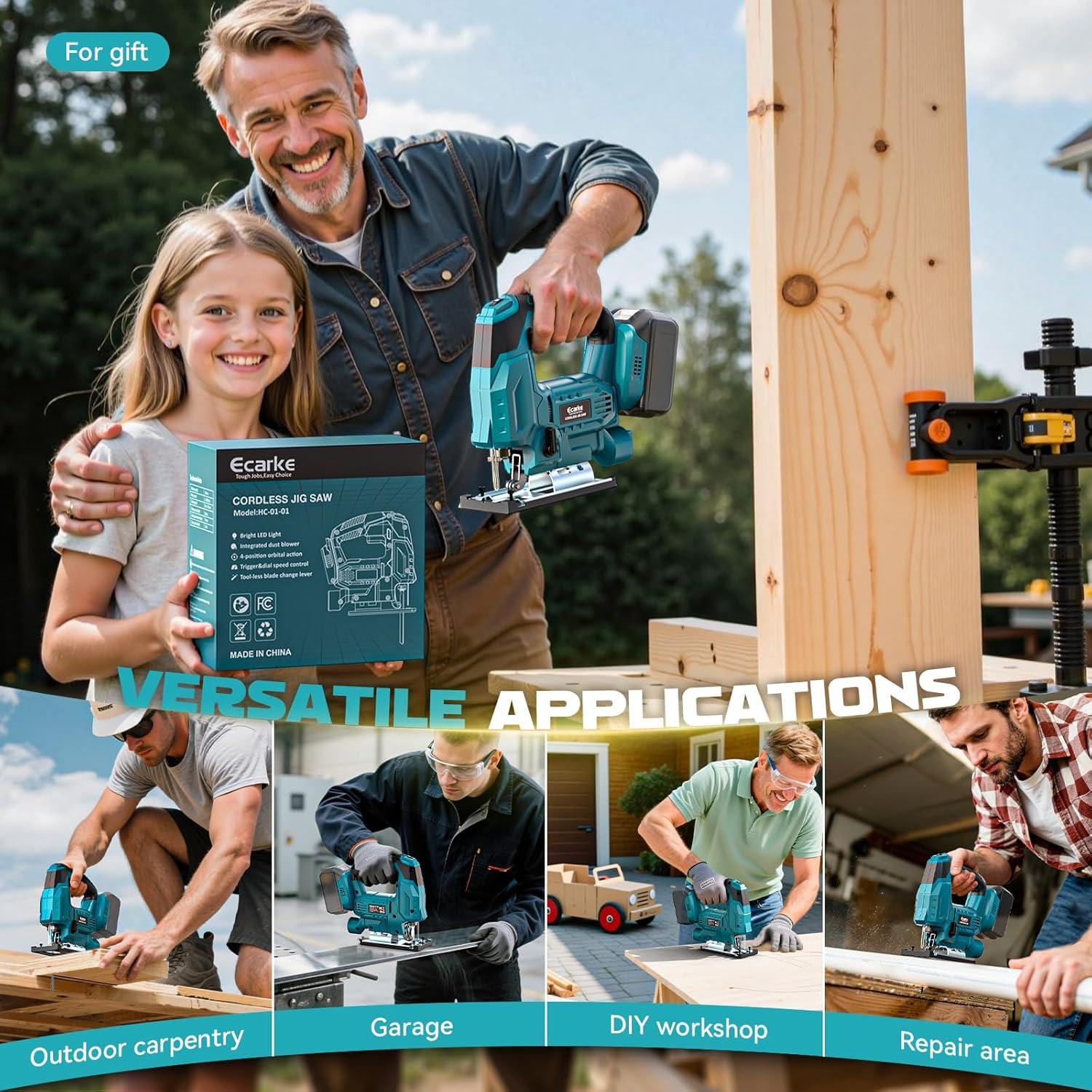 Sierra de calar inalámbrica Ecarke 18V sin escobillas 3000 RPM