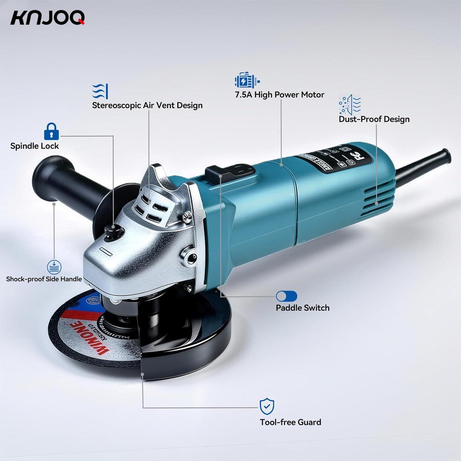 Amoladora Eléctrica MZG 1200W 4.5" 7.5A con Mango Auxiliar