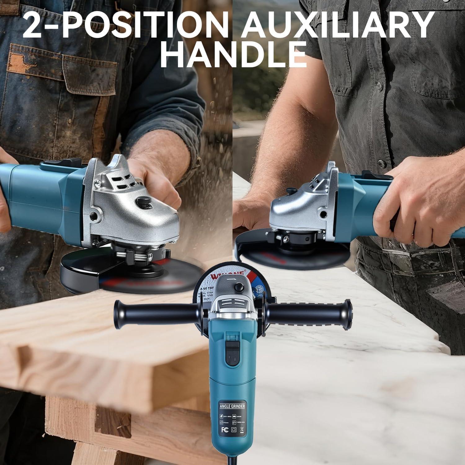 Amoladora Eléctrica MZG 1200W 4.5" 7.5A con Mango Auxiliar