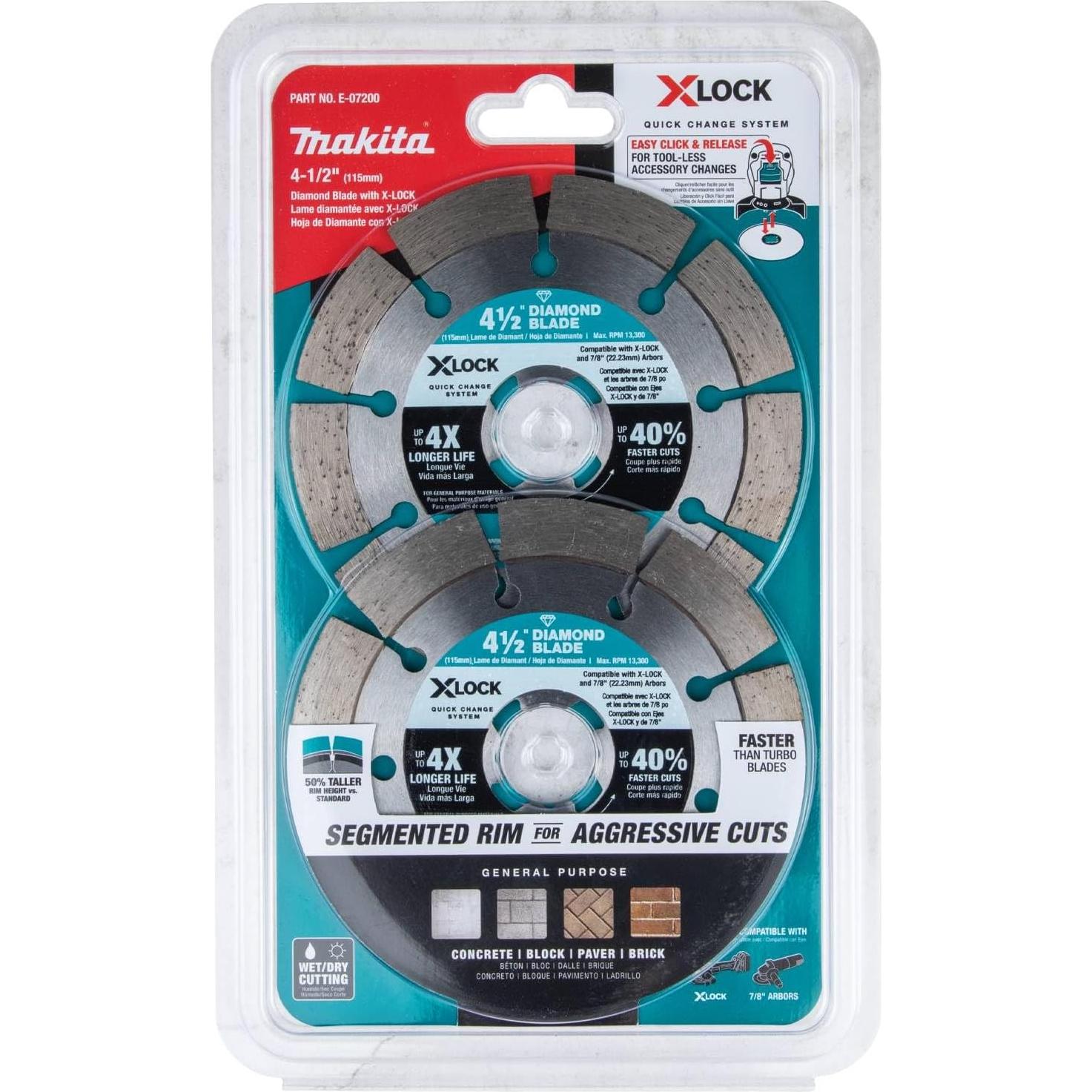Hoja de Diamante Segmentada Makita E-07200 X-Lock 115mm 2/pk