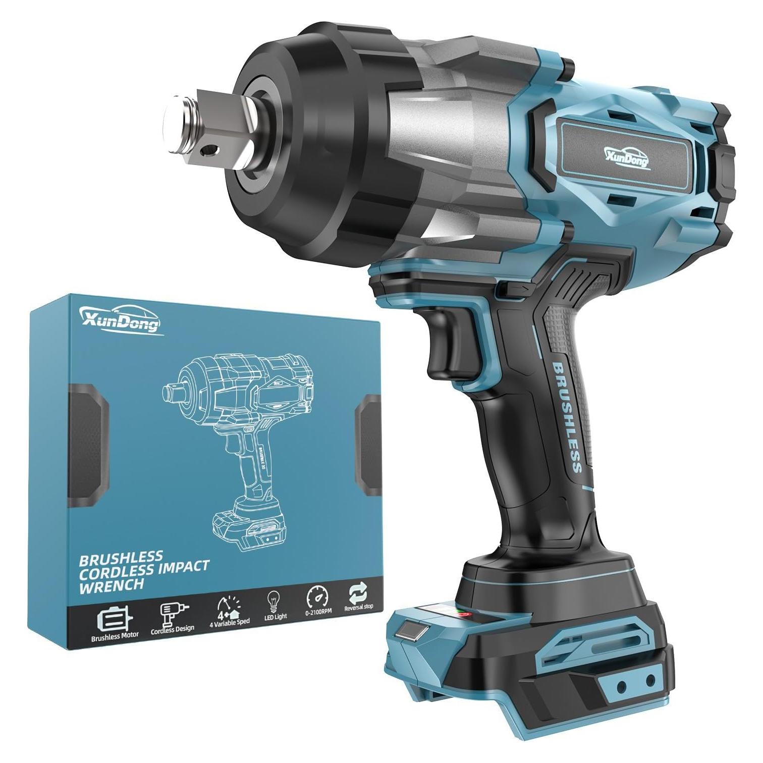 Llave de impacto inalámbrica 3/4" XunDong 2500N.m 4 velocidades