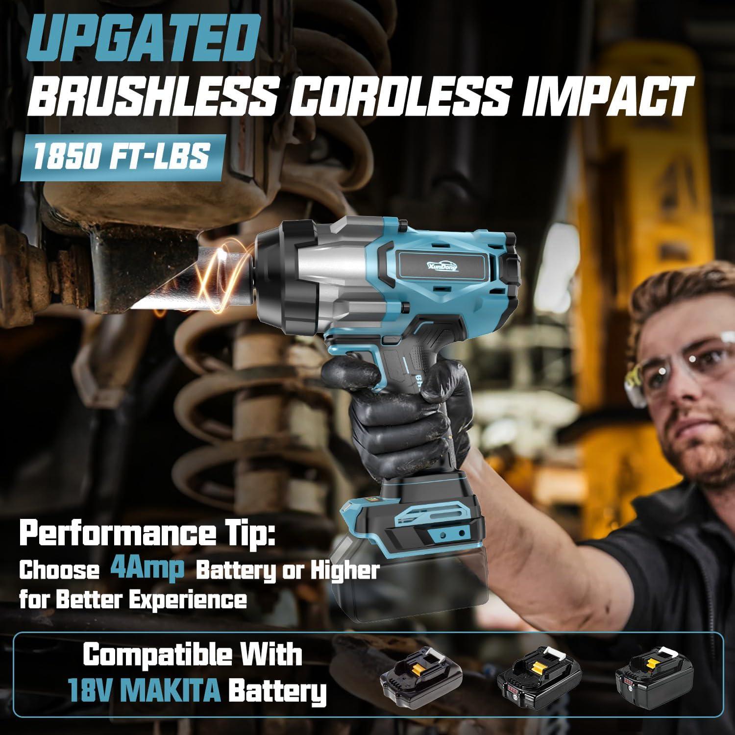 Llave de impacto inalámbrica 3/4" XunDong 2500N.m 4 velocidades