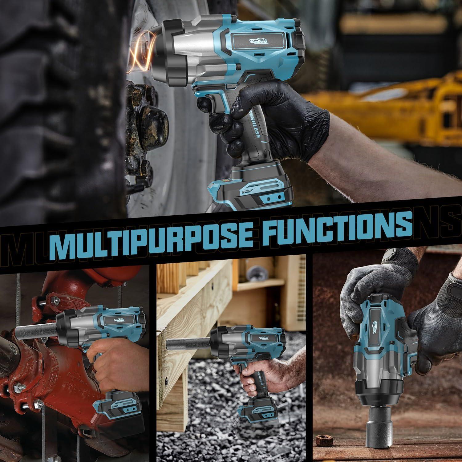 Llave de impacto inalámbrica 3/4" XunDong 2500N.m 4 velocidades