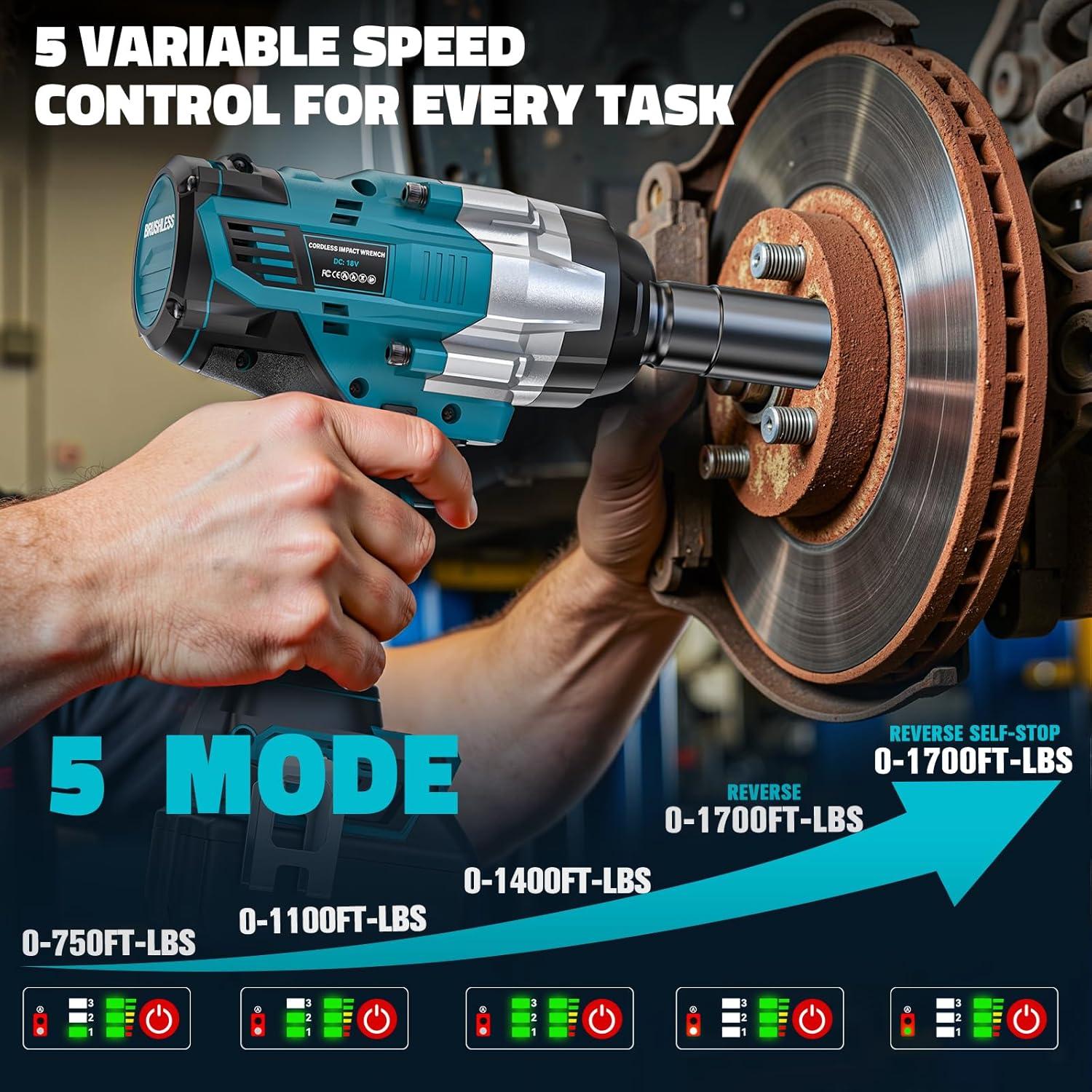 Llave de impacto inalámbrica 1/2" Makita 1700FT-LBS 3.45kg