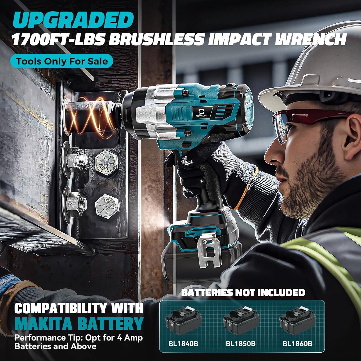 Llave de impacto inalámbrica 1/2" Makita 1700FT-LBS 3.45kg