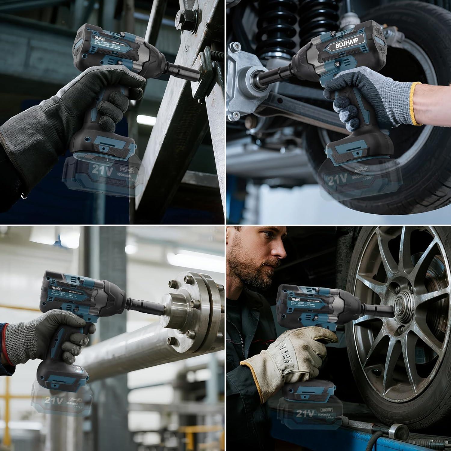 Llave de impacto inalámbrica BDJHMP 1500 N.m sin batería