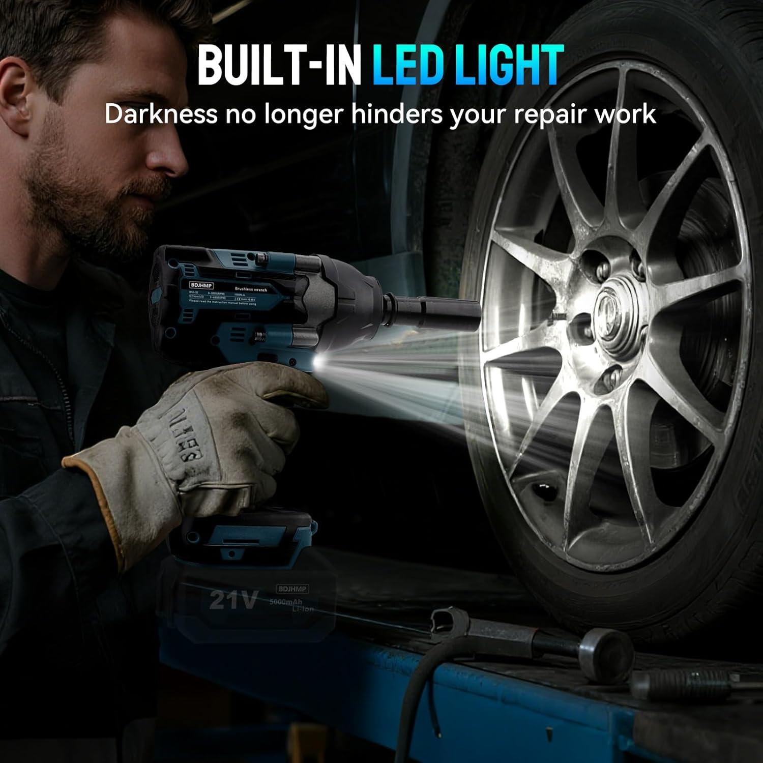 Llave de impacto inalámbrica BDJHMP 1500 N.m sin batería