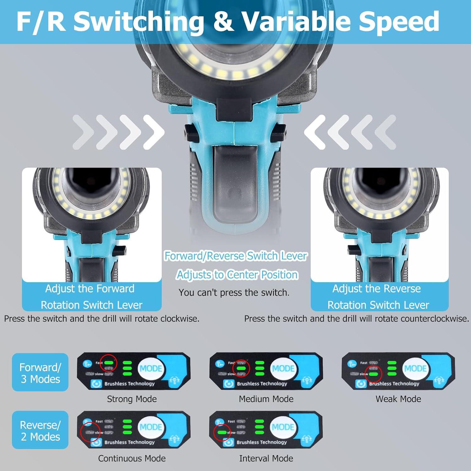 Llave de impacto inalámbrica VOJOTO 1/2" 550N.m 3600RPM