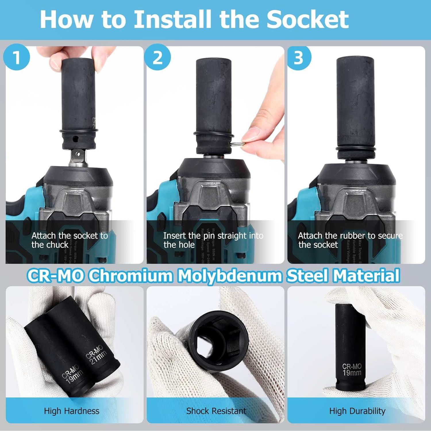 Llave de impacto inalámbrica VOJOTO 1/2" 550N.m 3600RPM