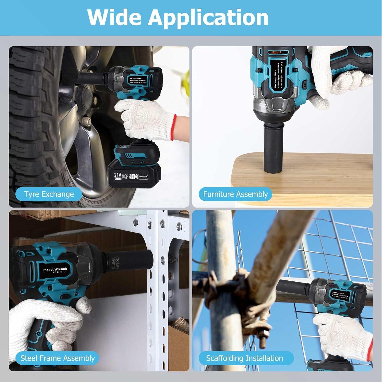 Llave de impacto inalámbrica VOJOTO 1/2" 550N.m 3600RPM
