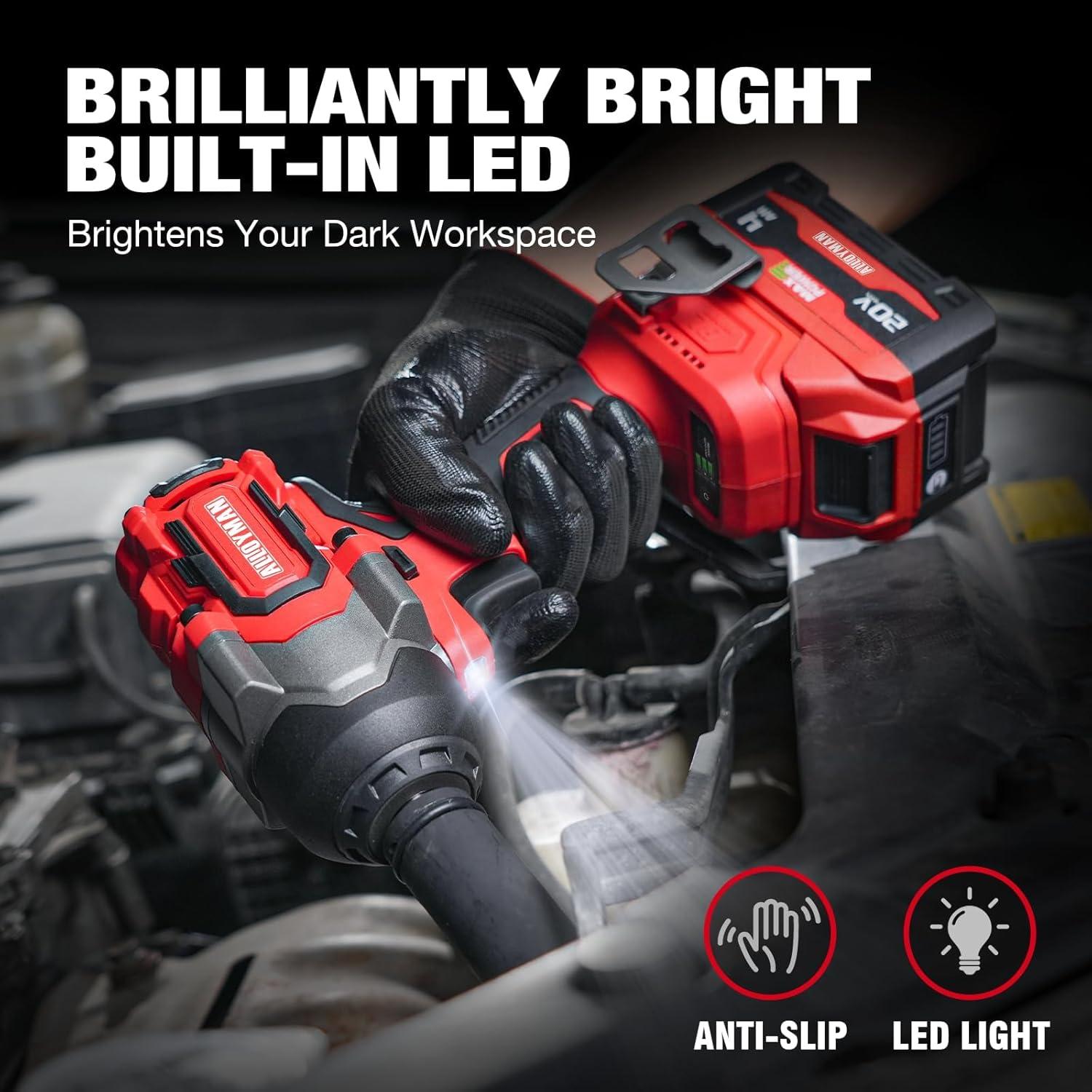 Llave de Impacto Inalámbrica Alloyman 20V 1200N.m 2 Baterías