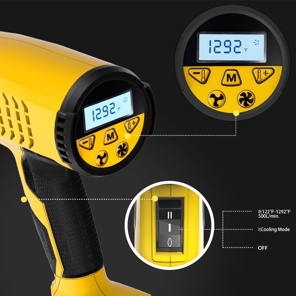 Pistola de Calor Digital LCD HT-AC001D 1550W 5 Modos Ajustables