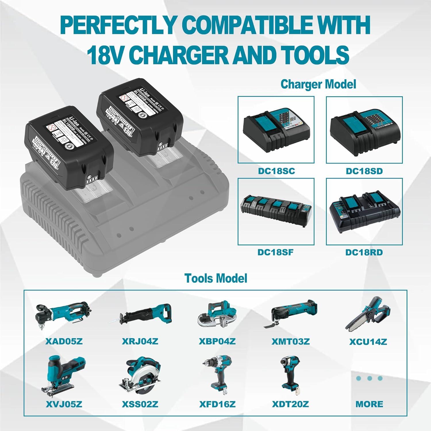 Batería de Reemplazo 6000mAh 18V CHAUNVEN para Makita