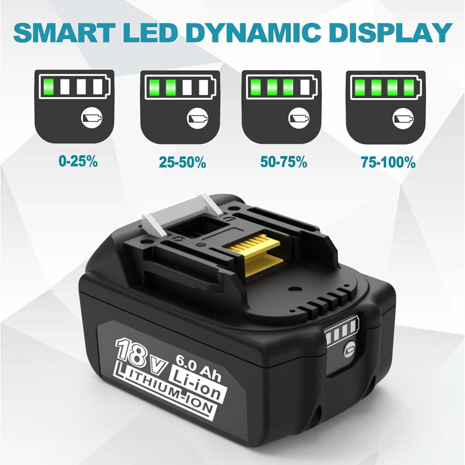 Batería de Reemplazo 6000mAh 18V CHAUNVEN para Makita