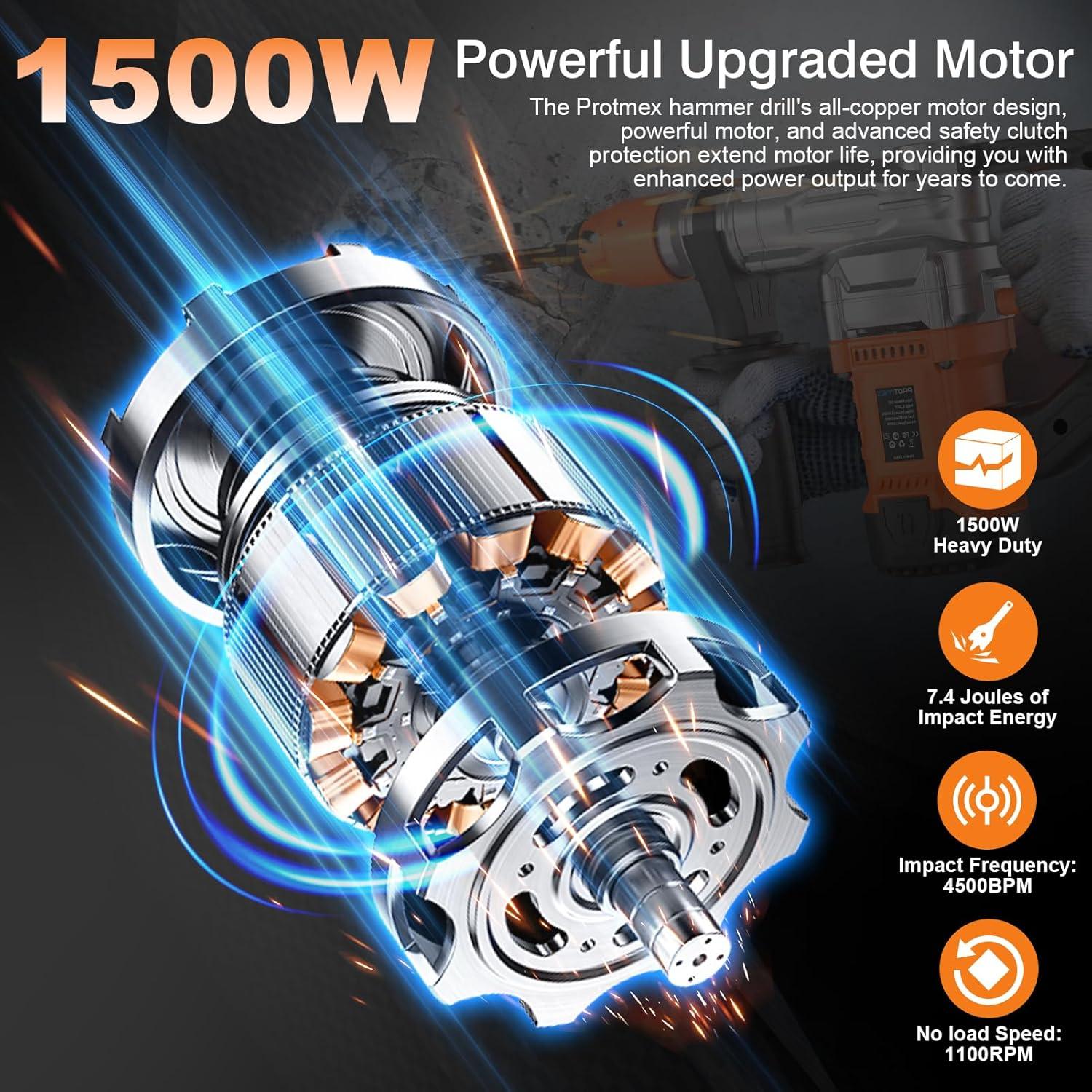 Martillo Perforador Rotativo Protmex MX-98 1500W 3 Funciones