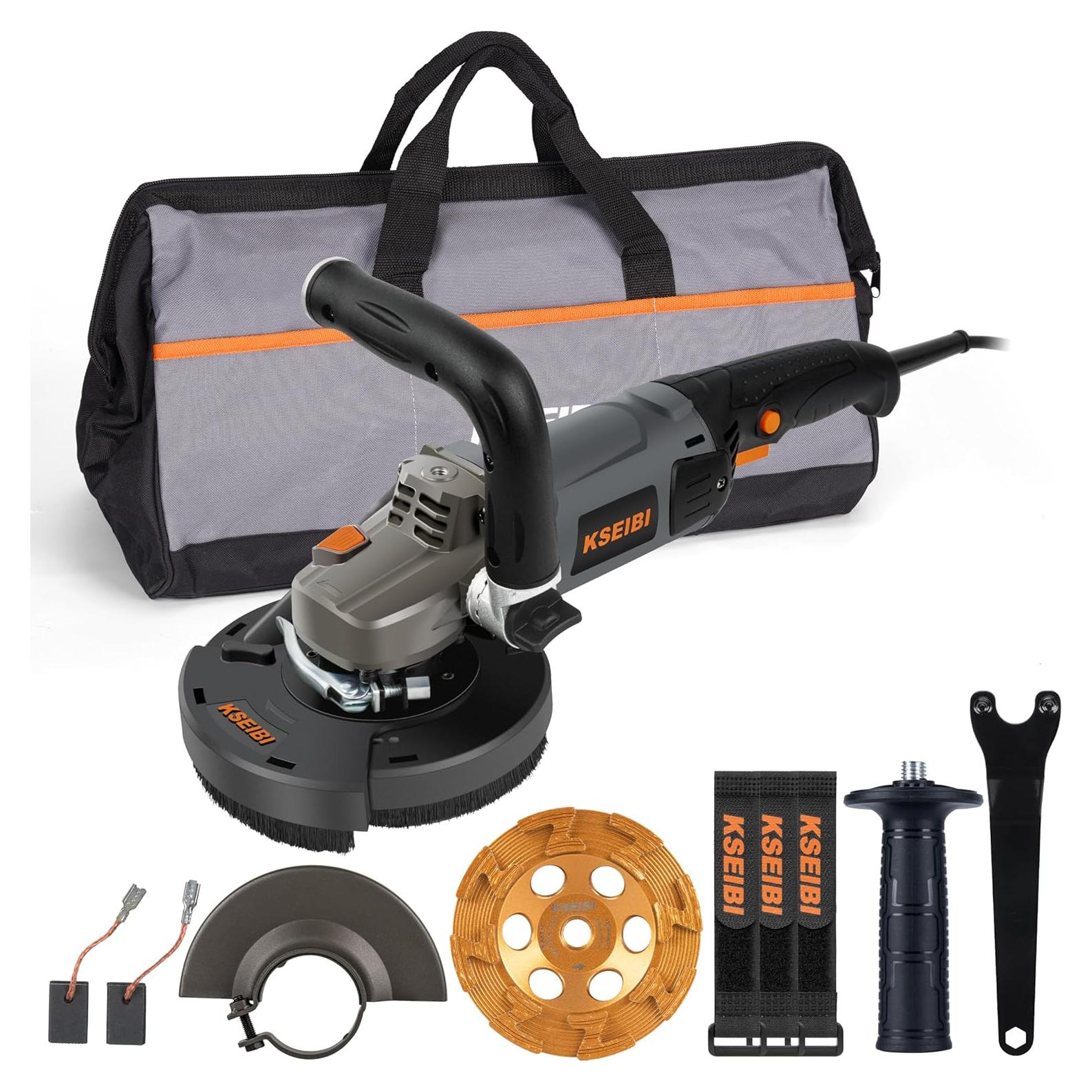 Esmeriladora de Ángulo KSEIBI 1400W 5" con Rueda de Diamante