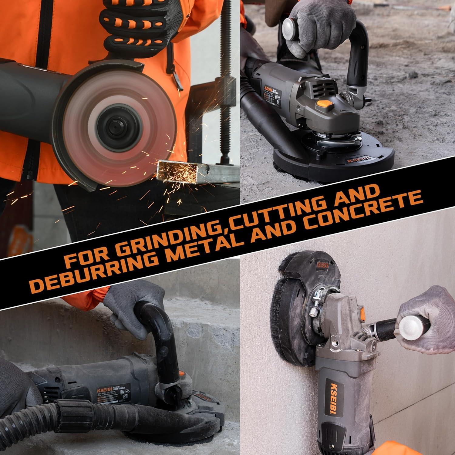 Esmeriladora de Ángulo KSEIBI 1400W 5" con Rueda de Diamante