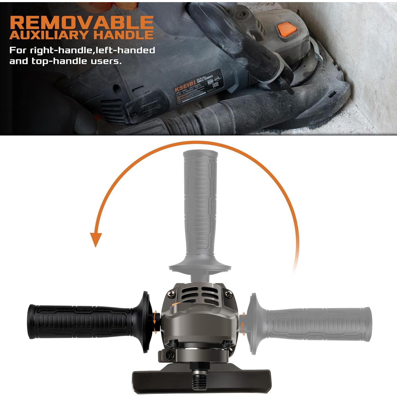 Esmeriladora de Ángulo KSEIBI 1400W 5" con Rueda de Diamante