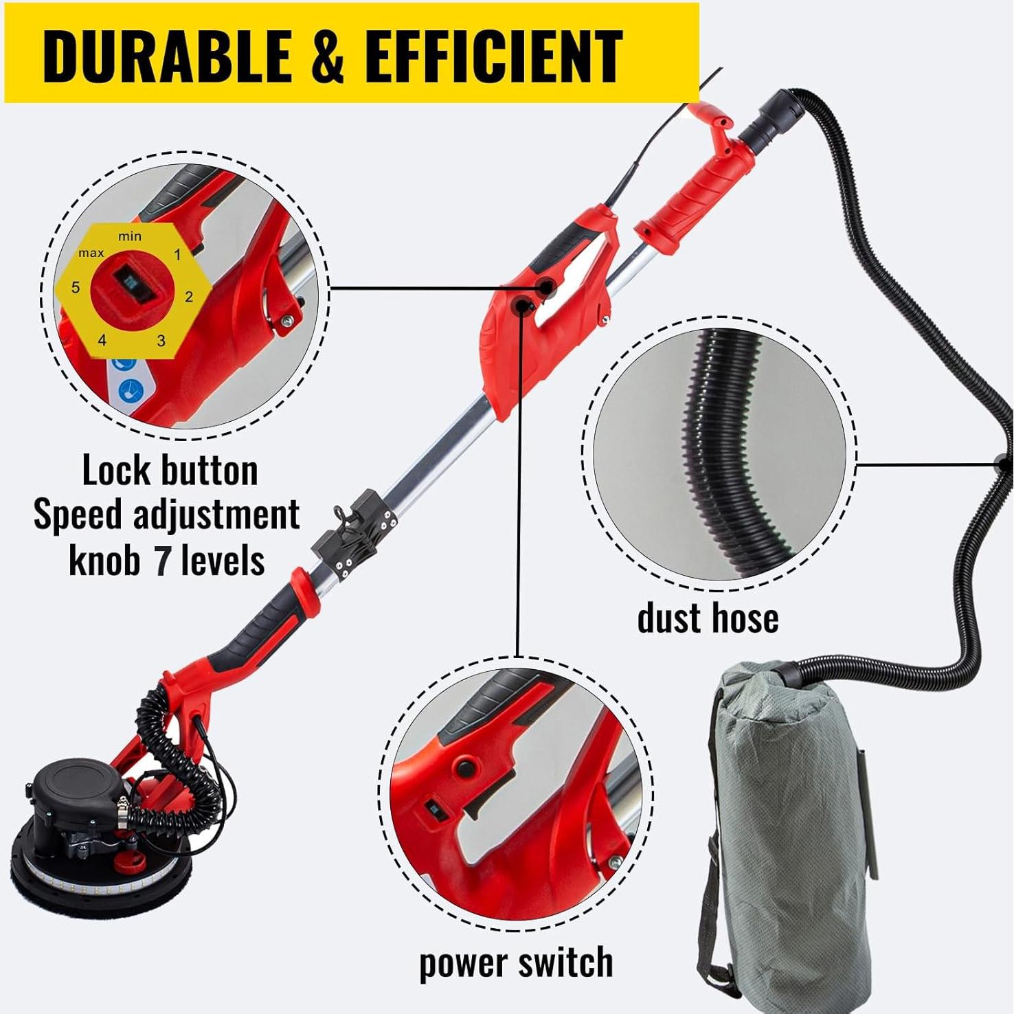 Lijadora de Yeso Eléctrica VEVOR 850W con Luz LED y Bolsa