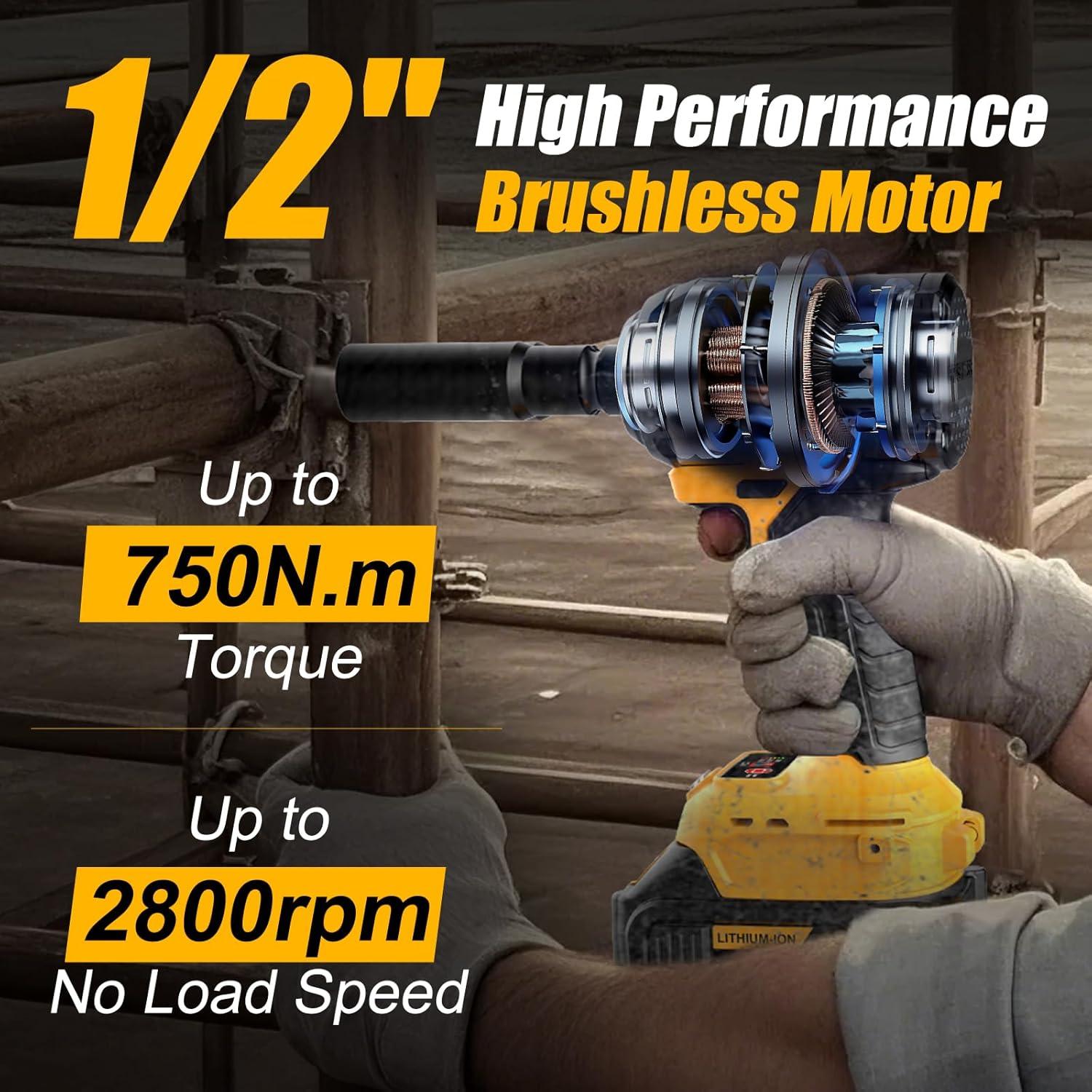 Llave de impacto inalámbrica Adedad 750N.m 20V con batería 4.0Ah