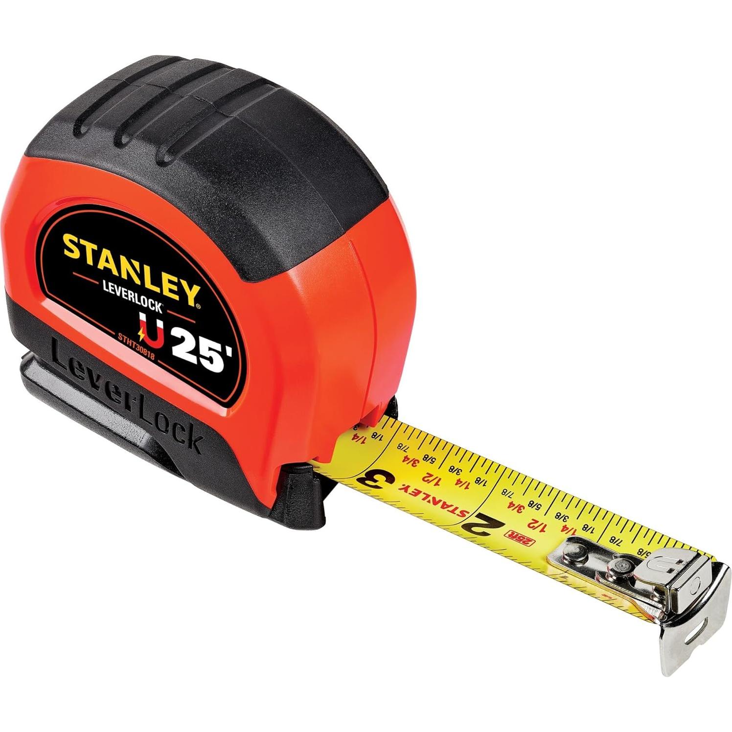 Cinta Métrica Magnética STANLEY 7.6 m LEVERLOCK Alta Visibilidad