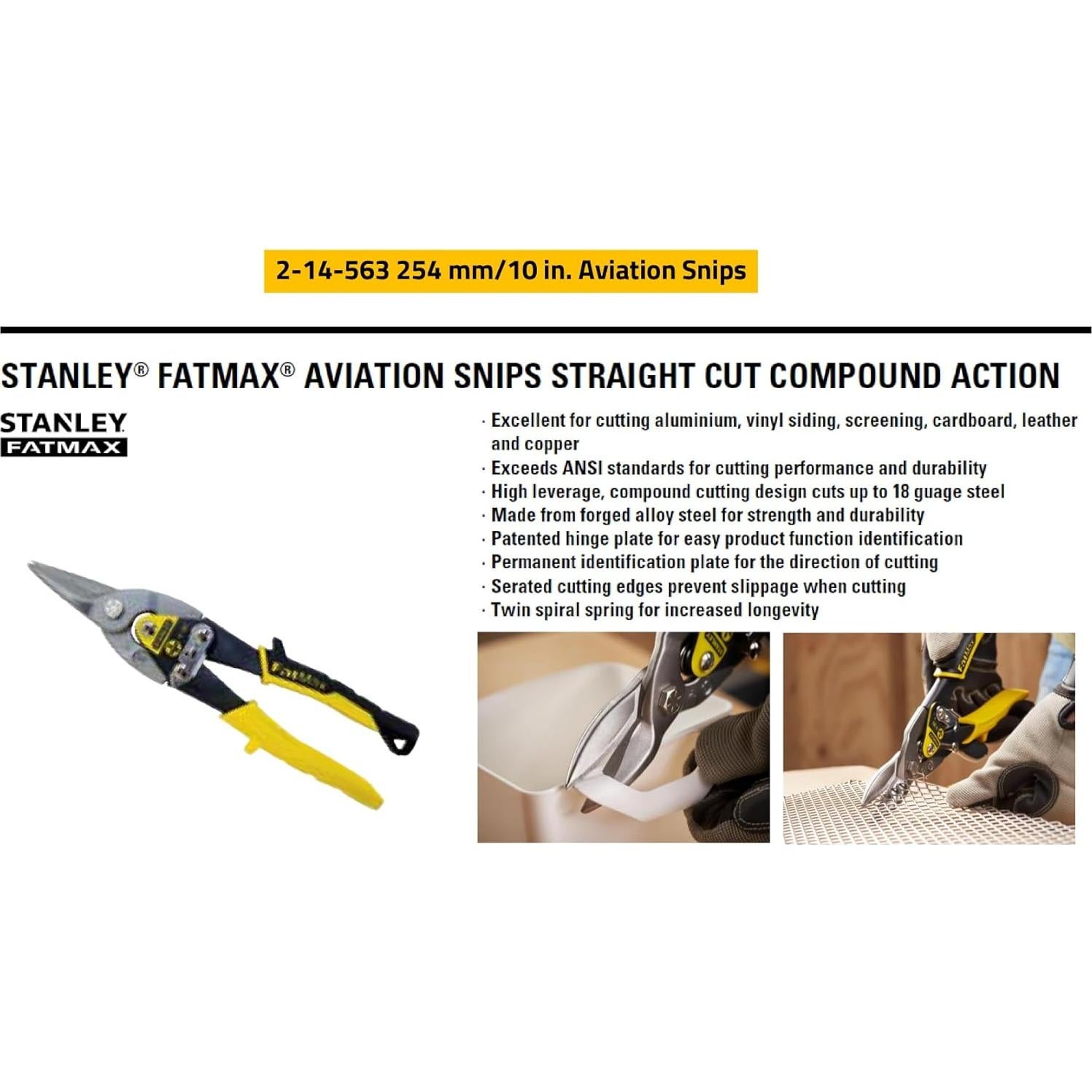 Tijeras de Aviación Stanley MaxSteel 25 cm Corte Recto