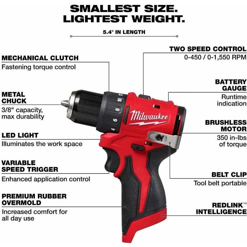 Taladro Atornillador Milwaukee M12 Brushless 12V 0.72kg