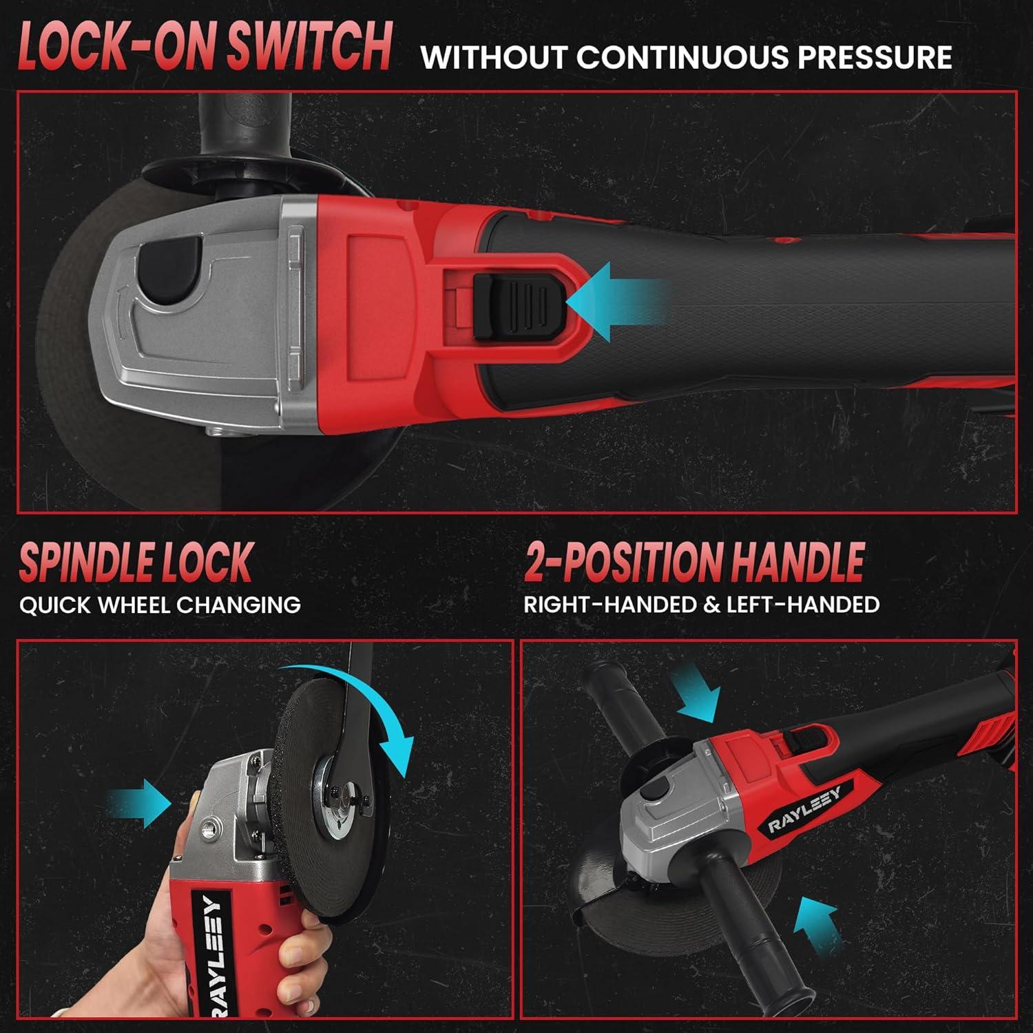 Amoladora Angular Inalámbrica RAYLEEY 18V 4.5" 8500RPM