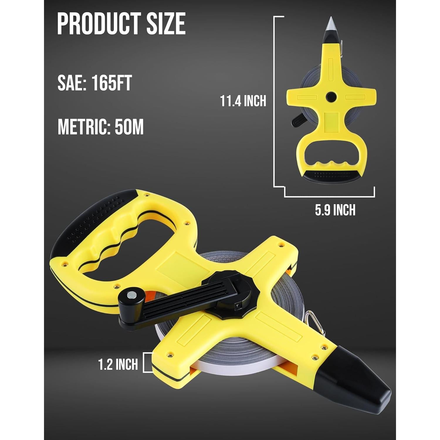 Cinta Métrica Lichamp 50M de Acero Reforzado para Ingenieros