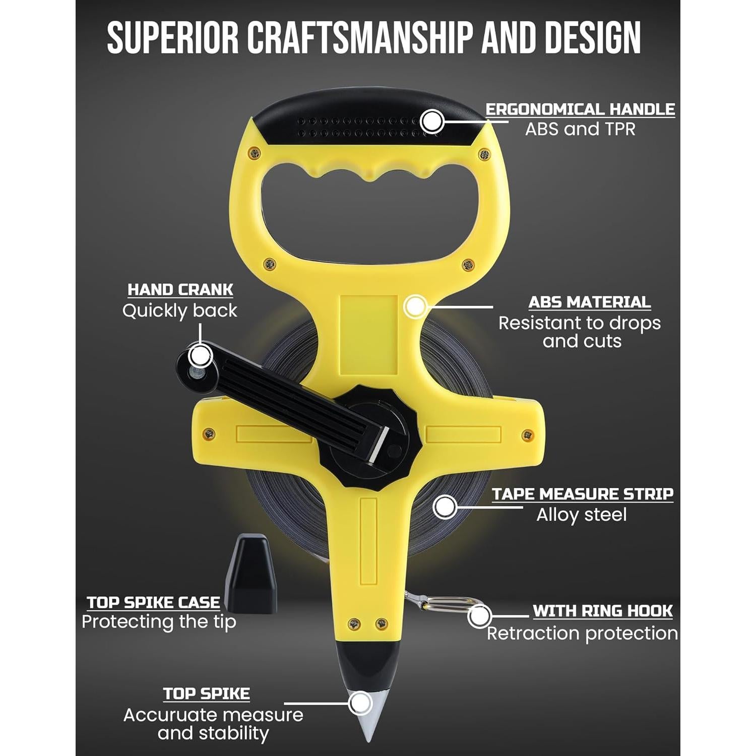 Cinta Métrica Lichamp 50M de Acero Reforzado para Ingenieros