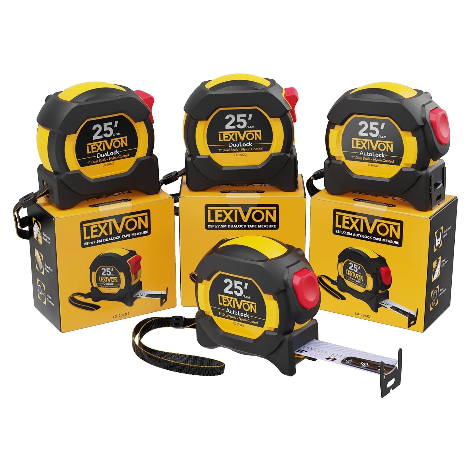 Cinta Métrica LEXIVON 25ft/7.5m Doble Cara AutoLock