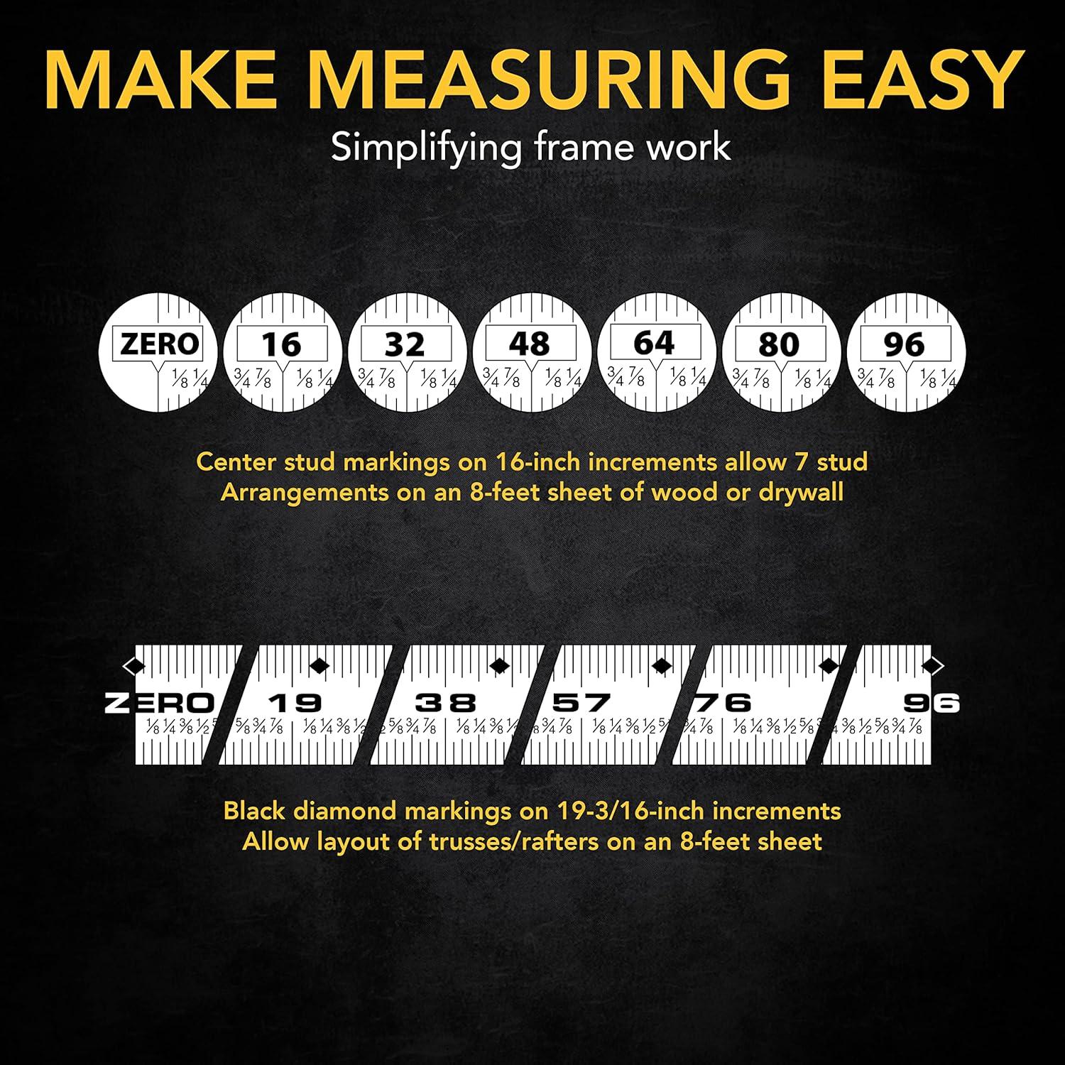 Cinta Métrica LEXIVON 25ft/7.5m Doble Cara AutoLock